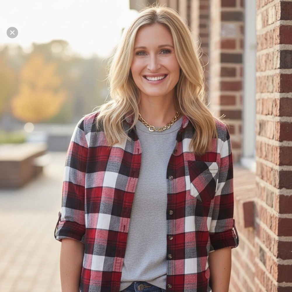 American Eagle Soft Red Plaid‎ Boyfriend Flannel Shirt Small 1514208729